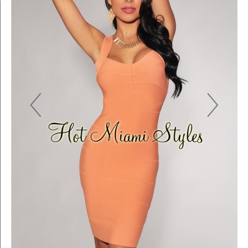 Peach Sleeveless Silky Bandage Dress